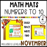 November Math Mats Numbers to 10 |  Thanksgiving Counting 