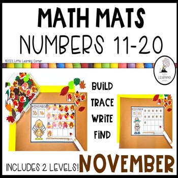Preview of November Math Mats Numbers to 20 |  Thanksgiving Counting Center Activity