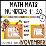 November Math Mats Numbers to 20 |  Thanksgiving Counting 
