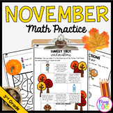 November Math Practice 3rd Grade Thanksgiving Activities W