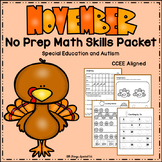 November Math Skills Packet- Special Education and Autism