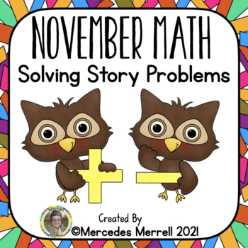 Preview of November Math Solving Story Problems First Grade