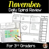 November Math Spiral Review: Daily Math for 3rd Grade (Pri