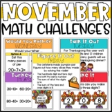 November Math Challenges for 2nd Grade - Thanksgiving Math