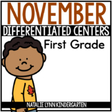 November Math and Literacy Centers for 1st Grade | Differe