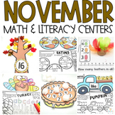 November Math and Literacy Centers for Kindergarten Thanks
