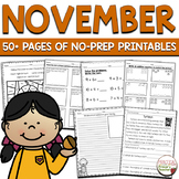 November Math and Literacy No Prep 1st Grade
