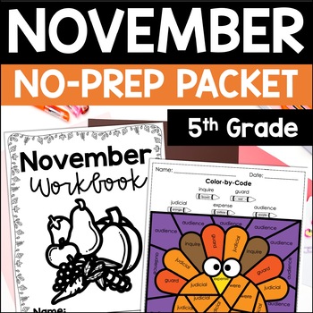 Preview of November Math and Reading Packet | 5th Grade Thanksgiving Activities