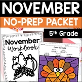 November Math and Reading Packet | 5th Grade Thanksgiving 