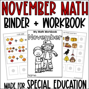 Preview of November Math for Special Education