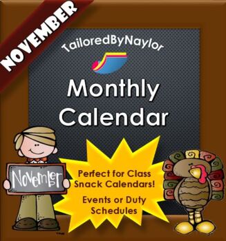 Preview of November Monthly Calendar