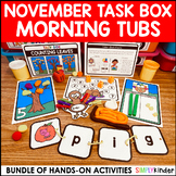 November Morning Bins Task Boxes, Fall Morning Work & Cent