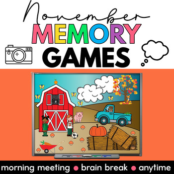 Preview of November Morning Meeting Memory Games | Thanksgiving Activities | Brain Breaks
