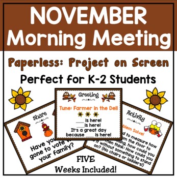 Preview of November Morning Meeting PAPERLESS PowerPoint and Google Slides