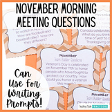 November Morning Meeting Questions / November Writing Prompts