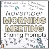 November Morning Meeting Share Prompts | Morning Meeting Cards