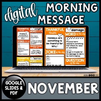 Preview of November Morning Meeting Slides | Digital Morning Message Slides