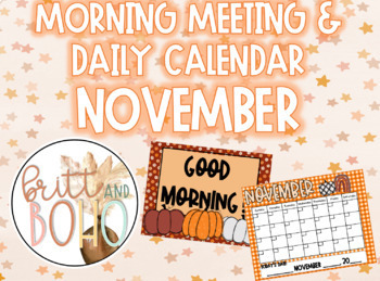 Preview of November Morning Meeting and Daily Calendar