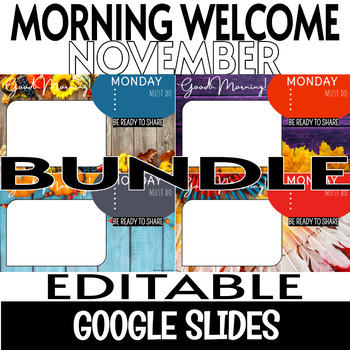 Preview of November Morning Welcome Slides Bundle