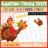 November Morning Work First Grade, Math Distance Learning, Addition to 5