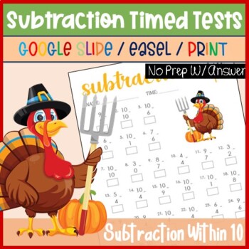 Preview of November Morning Work First Grade, Math Distance Learning, Subtraction within 10
