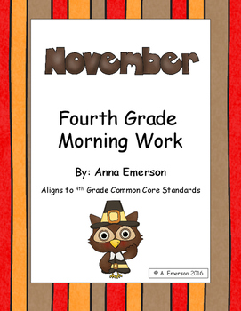 Preview of November Morning Work Fourth Grade Common Core Standards