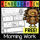 FREE Morning Work for Kindergarten - November - Homework -