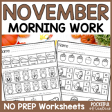 November Morning Work for Kindergarten - November Workshee