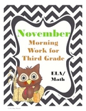 November Morning Work for Third Grade