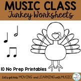 November Music Class Worksheets: Turkey Rhythms and Dynamics