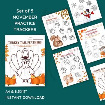 Preview of November Music Printable Practice Tracker, Printable Piano Practice Chart