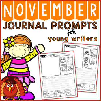 November NO PREP Journal Prompts for Young Writers | Fall Freebie