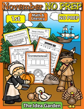 Preview of November NO PREP - Math & Literacy (First)