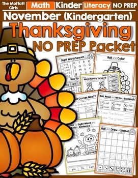 Preview of November NO PREP Math and Literacy (Kindergarten) | Fall | Pumpkin