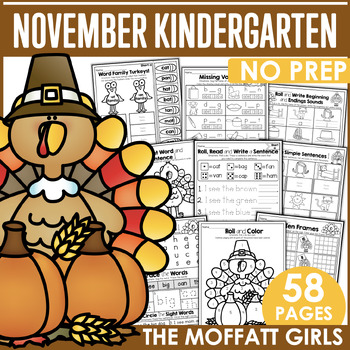 Preview of November NO PREP Math and Literacy (Kindergarten) | Fall | Pumpkin