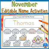 November Name Practice Worksheets and Activities