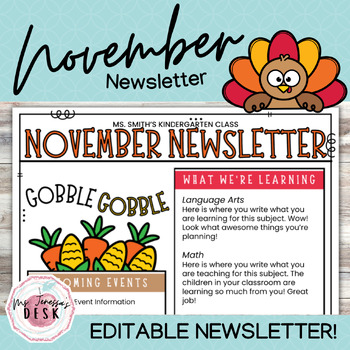 Preview of November Newsletter Template *Editable