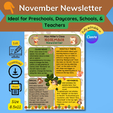 November Newsletter template, ideal for preschool, daycare