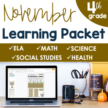 Preview of November No Prep Packet 4th Grade
