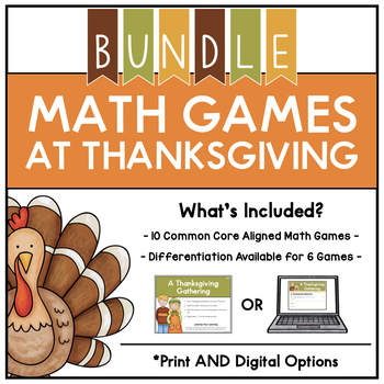 Preview of November: PRINT AND DIGITAL Math Games At Thanksgiving BUNDLE