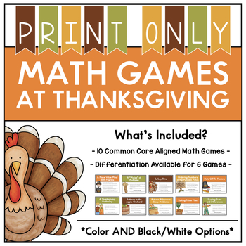 Preview of November: PRINT Math Games At Thanksgiving