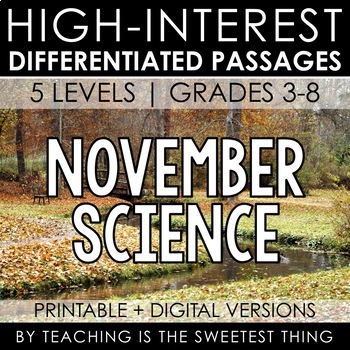 Preview of November Passages: Science - Distance Learning Compatible