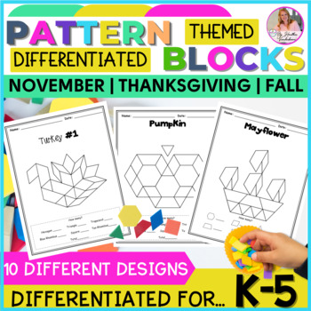 Preview of November Pattern Blocks | Shapes Puzzles For Math Centers | 2D Shape Mats