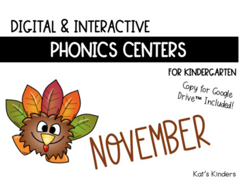 Preview of November Phonics Centers for Kindergarten for Google Slides™ with Audio