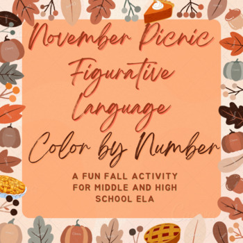 Preview of November Picnic Figurative Language Color by Number: Fun for Middle and High ELA