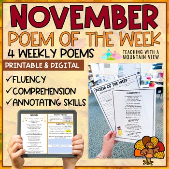 Preview of November Poem of the Week | Fluency and Comprehension