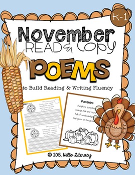Preview of November Poems for Building Reading Fluency & Writing Stamina (K-1)