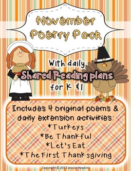 Preview of November Poetry Pack ~ w/ daily Shared Reading Plans {Common Core Aligned}