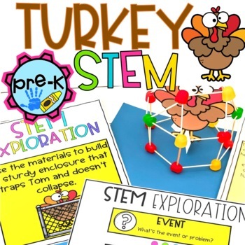 Preview of November PreK STEM Activity - Turkey Preschool STEM lesson - Thanksgiving