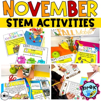 Preview of November PreK STEM activities - Preschool STEM lesson Bundle - Engineering